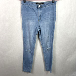 Ashley Mason Skinny Jeans Jeggings Light Blue Wash High Rise Size 25 Distressed